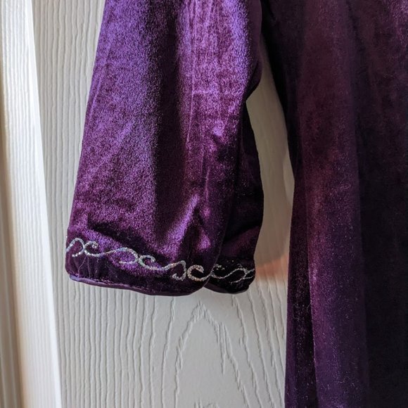 Purple Velvet long Qipao Cheongsam Dress - Picture 3 of 8